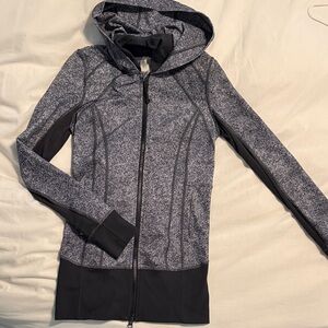 Lululemon Athletica Black and Gray Hooded Jacket size 4